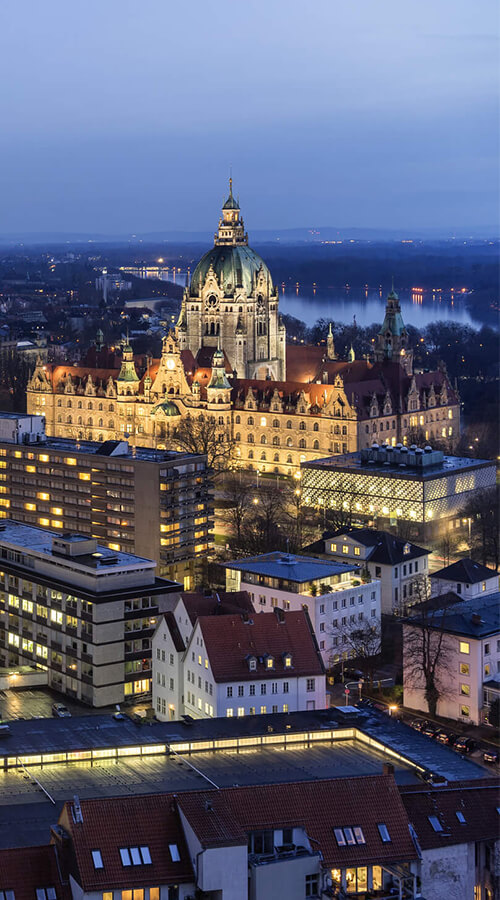 Skyline von Hannover bei Nacht